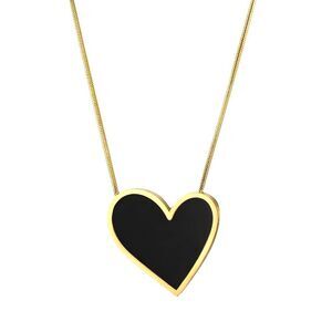 18K Gold Plated Women's Heart Shape Necklace Black Romantic Love Everyday